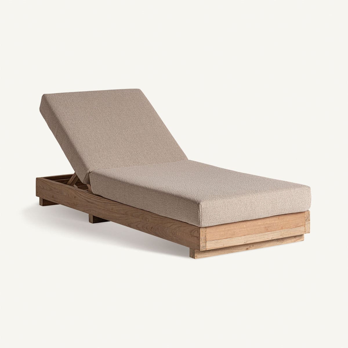 Bain de soleil bois et tissu beige