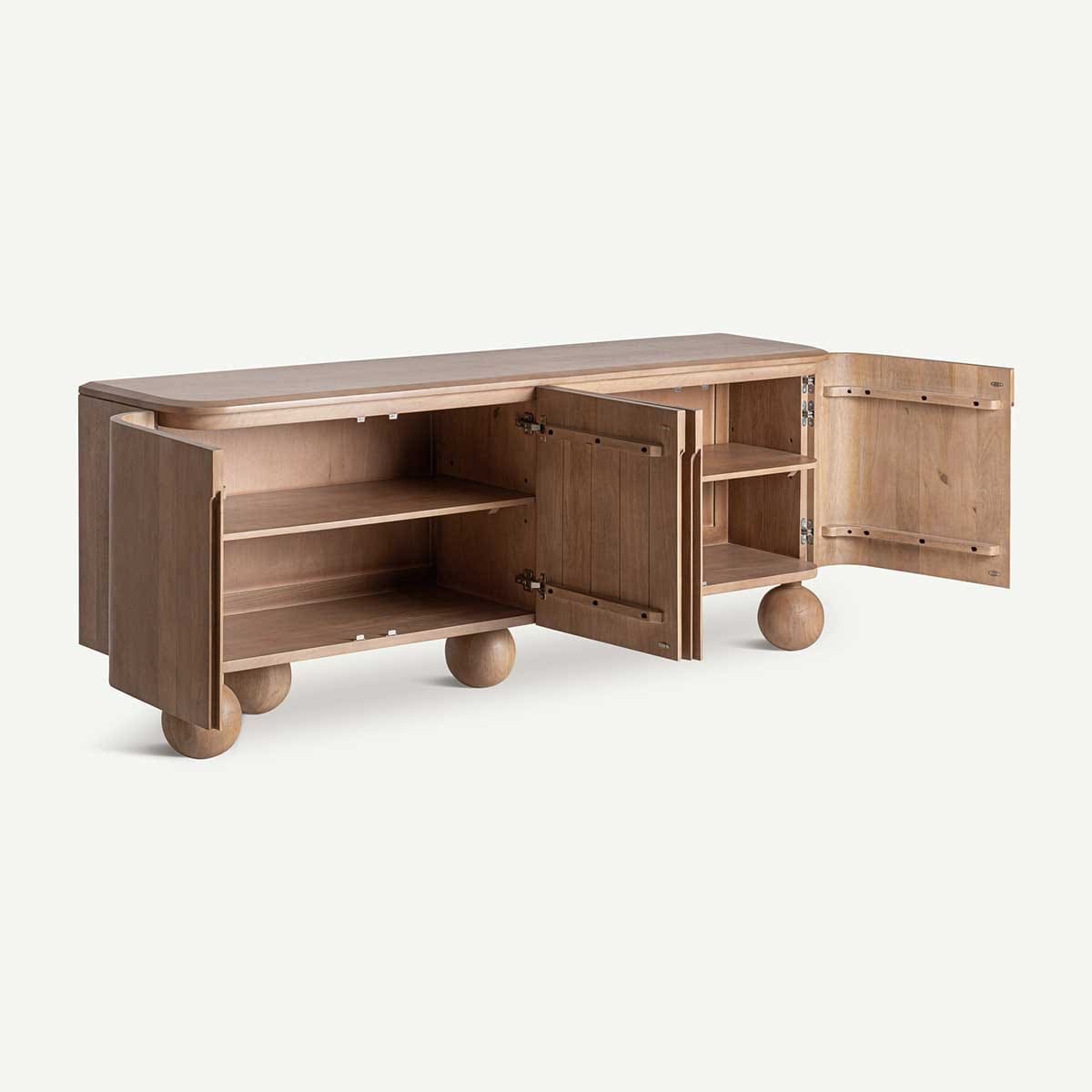 Buffet 210 cm en bois de manguier massif marron clair