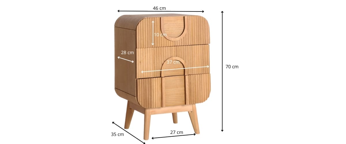 Dimensions de la table de chevet en bois