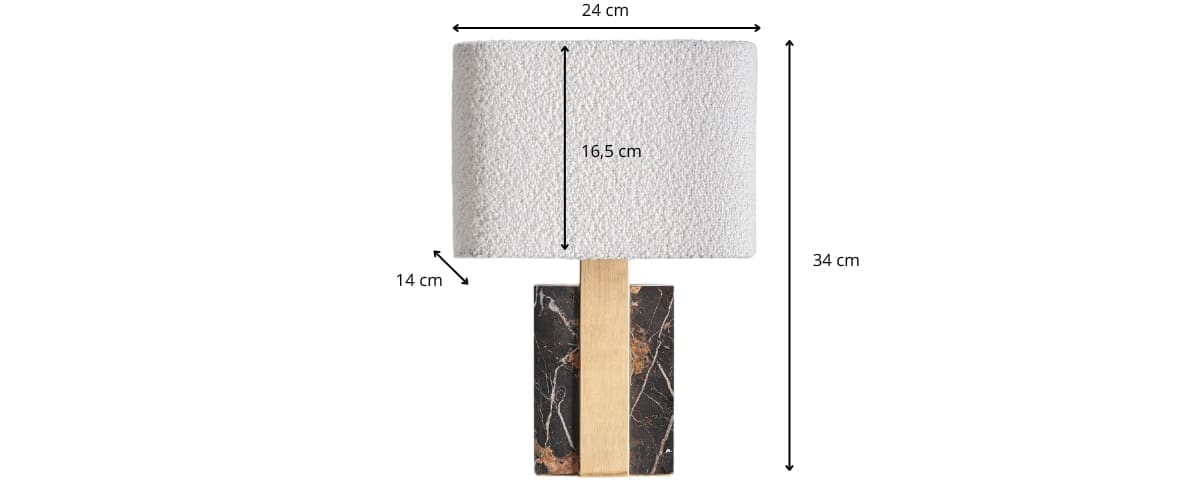 Dimensions de l'applique murale en marbre foncé