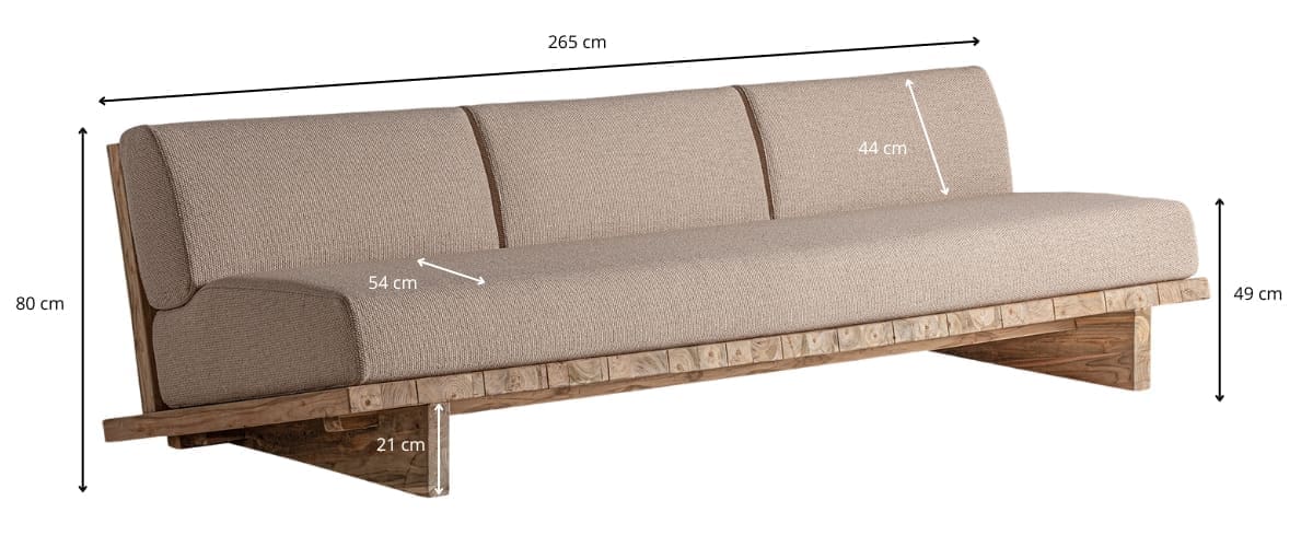 Dimensions du canapé de jardin haut de gamme