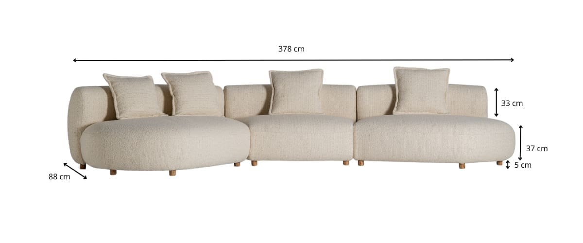 Dimensions canapé beige