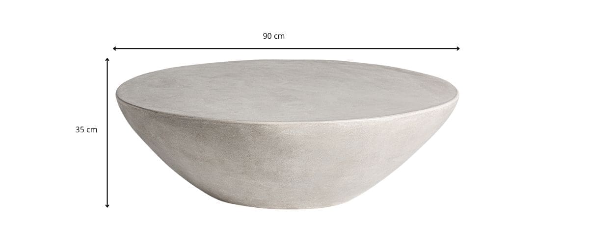 Dimensions table basse ronde en ciment gris