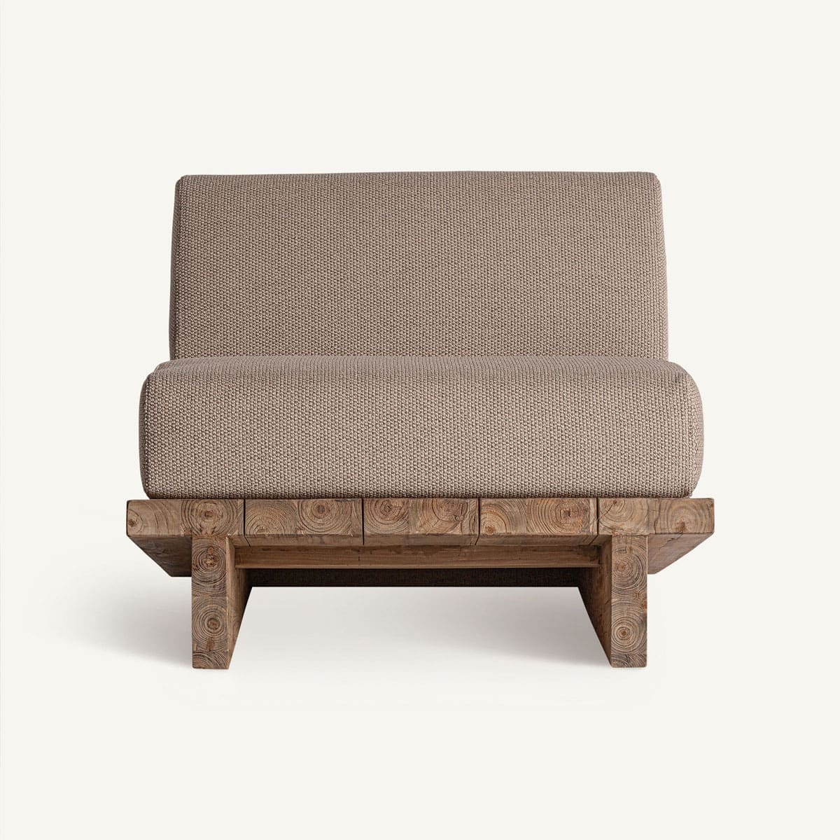 Fauteuil de jardin en bois et tissu plastique beige haut de gamme