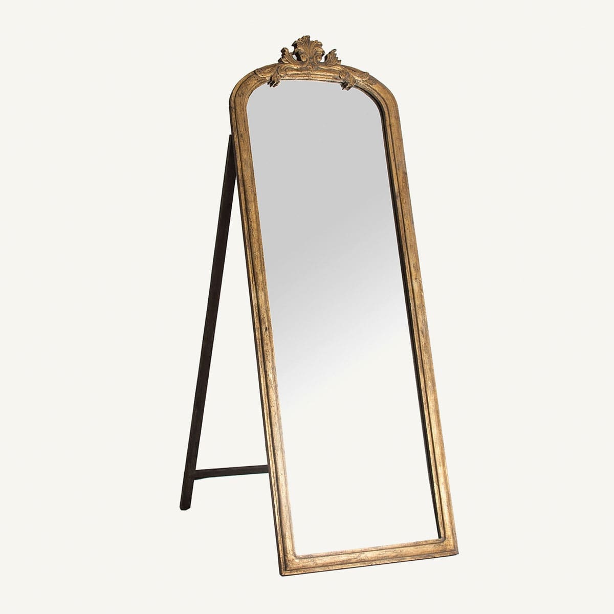 Miroir mural en bois doré style colonial 196 cm