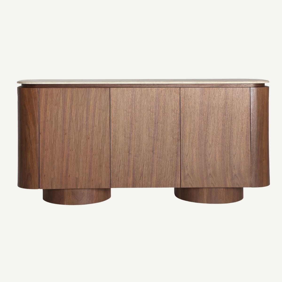 Buffet 3 portes bois et travertin