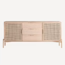 buffet en bois clair et rotin style scandinave
