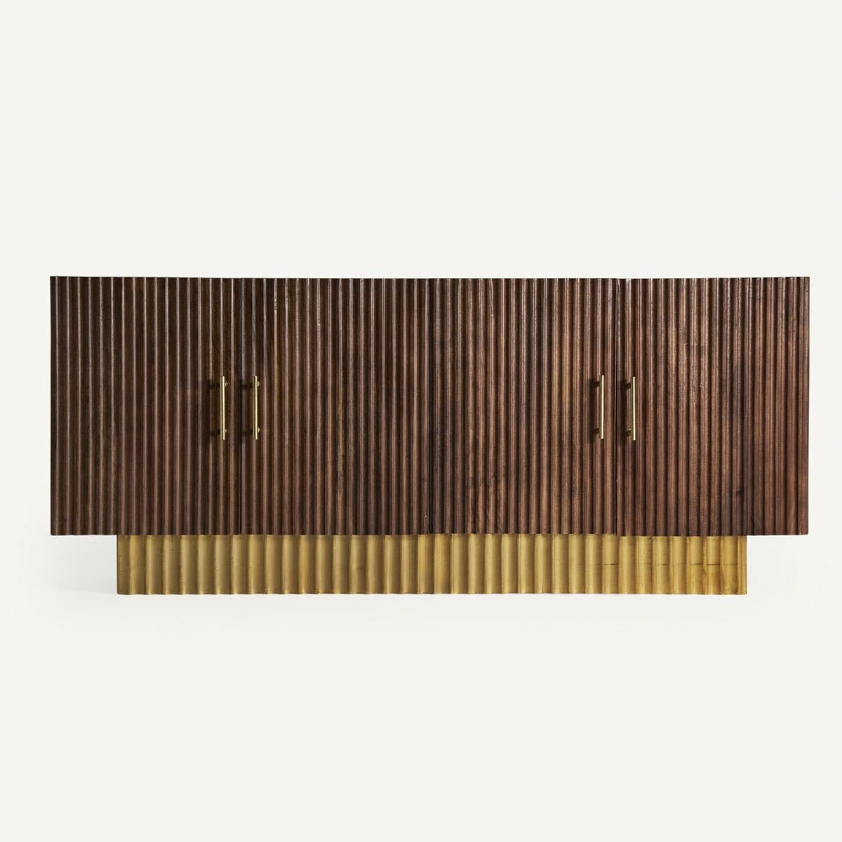 buffet haut de gamme 4 portes en manguier foncé et doré