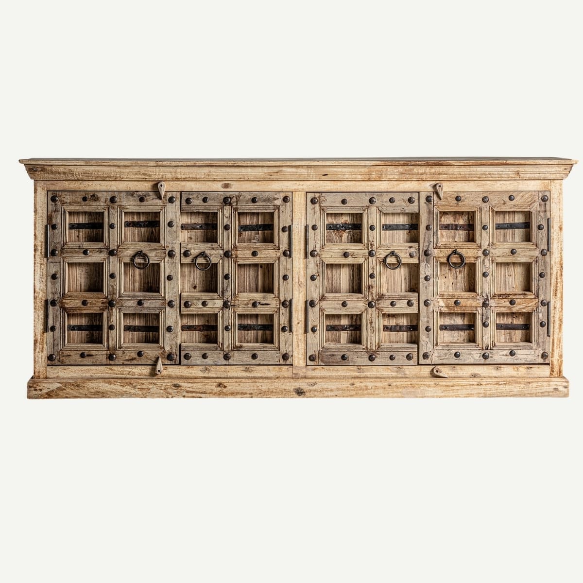 buffet bois massif 219 cm en bois de manguier et ferrures