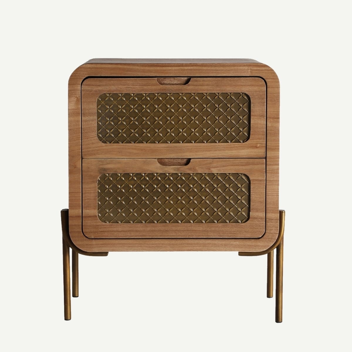 chevet en bois et métal noir