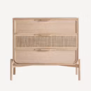 commode en bois et cannage