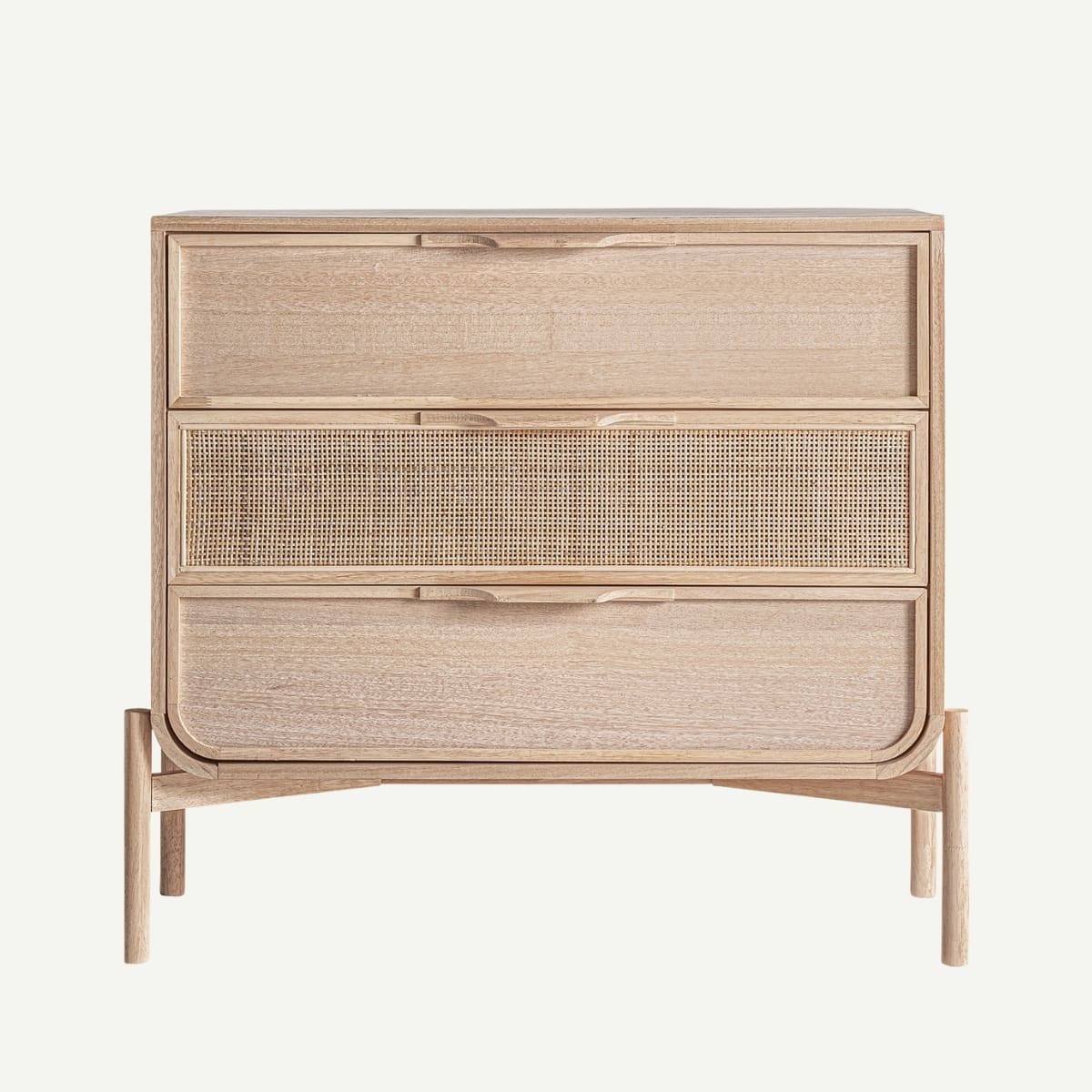 commode en bois et cannage