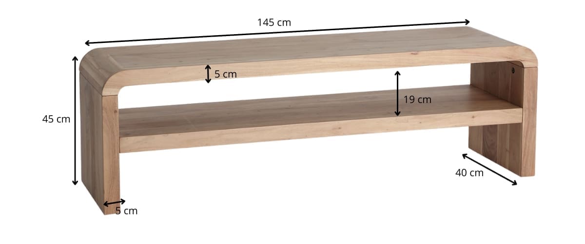 dimensions banc tv bois massif