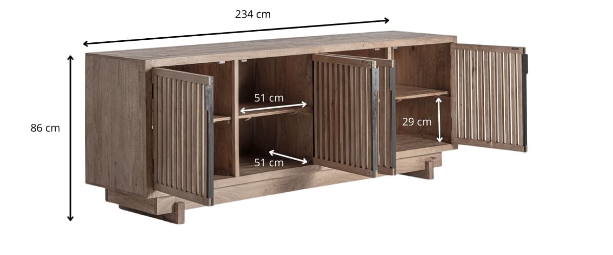 dimensions buffet bois massif