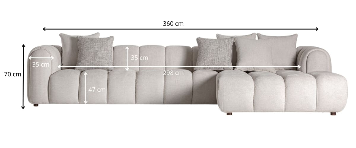 Dimensions canapé d'angle bubble 360 cm