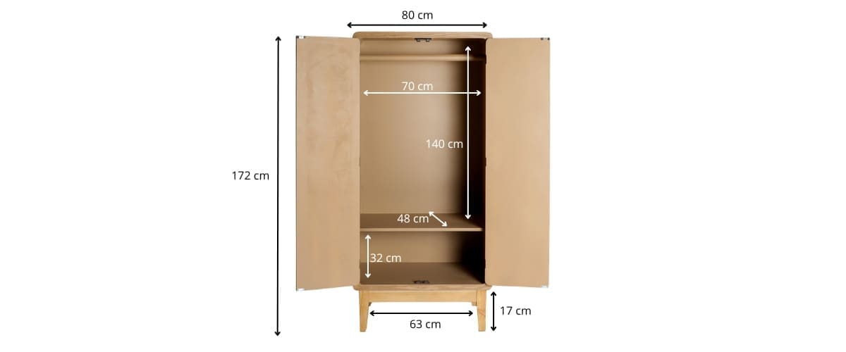 dimensions détaillées armoire scandinave