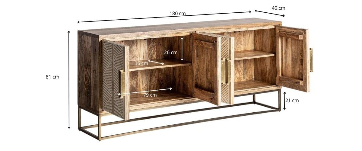 dimensions buffet bois massif