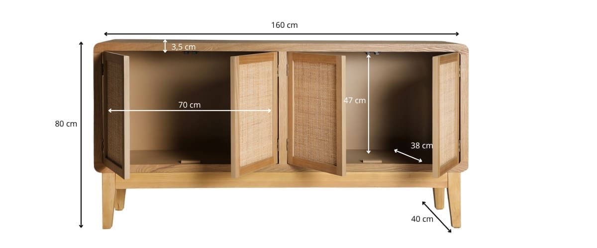 dimensions détaillées buffet scandinave
