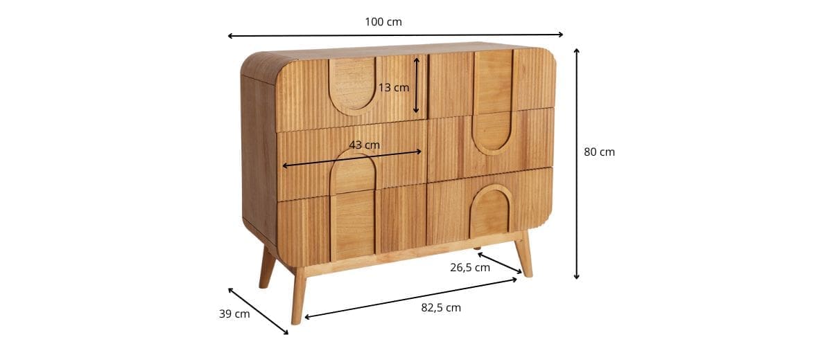 dimensions commode 6 tiroirs