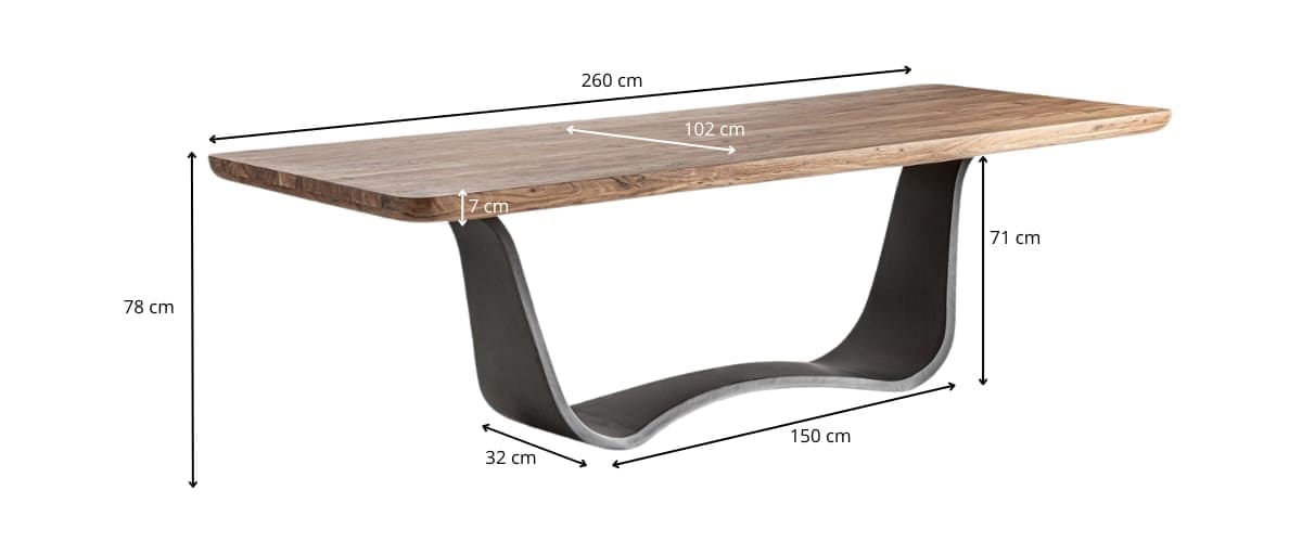 dimensions détaillées table à manger
