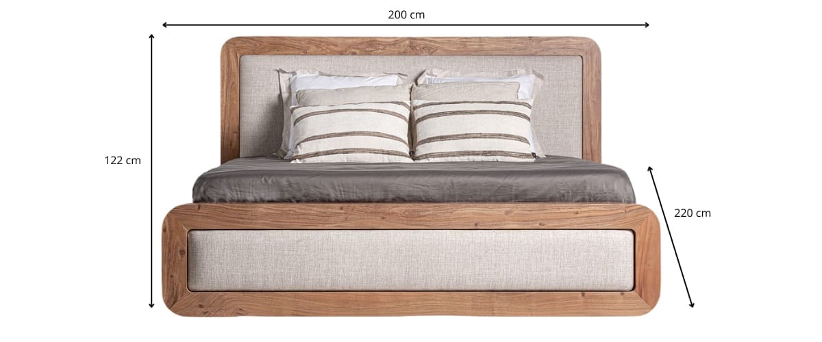 dimensions détaillées du lit en acacia