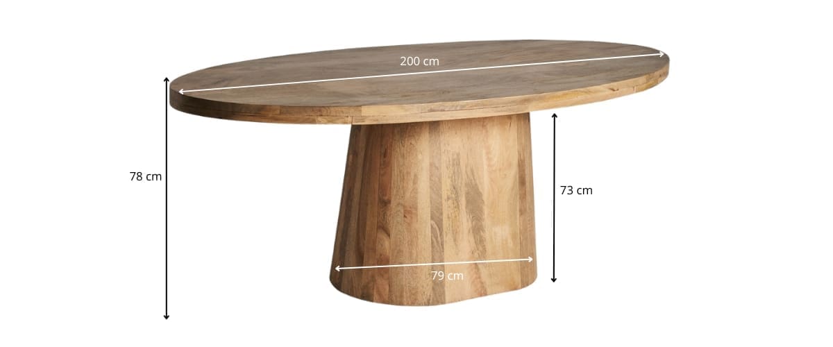 dimensions détaillées table à manger en bois massif