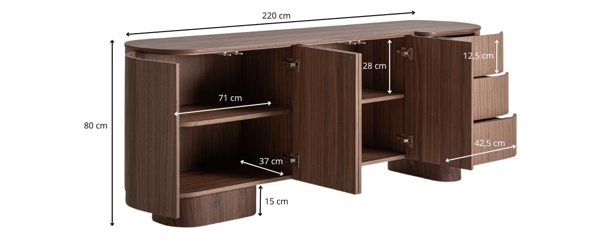 dimensions détaillées du buffet