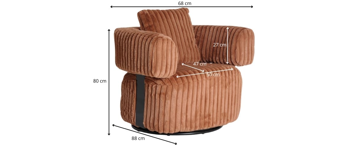 dimensions fauteuil velours côtelé