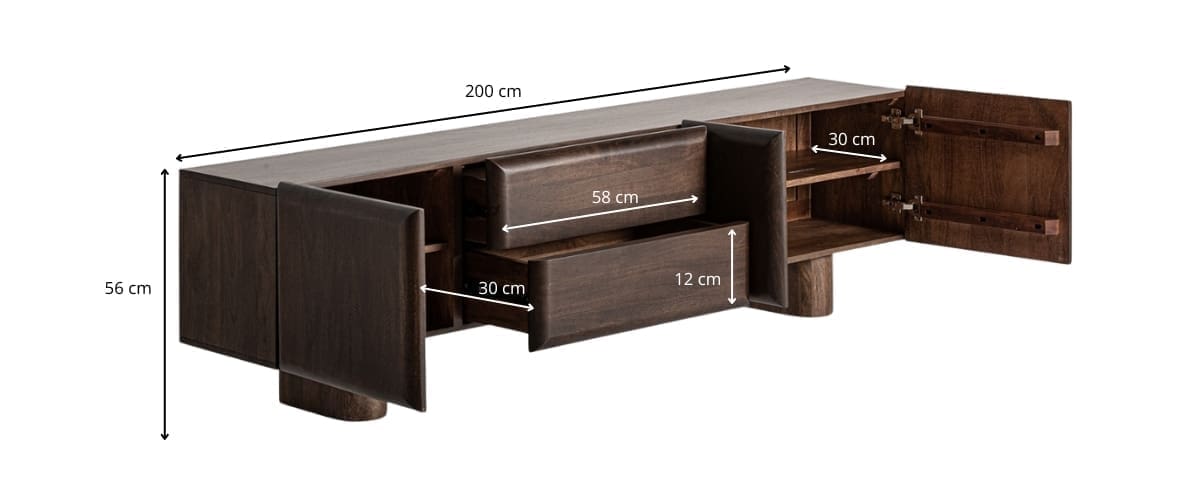 dimensions détaillées du meuble télé