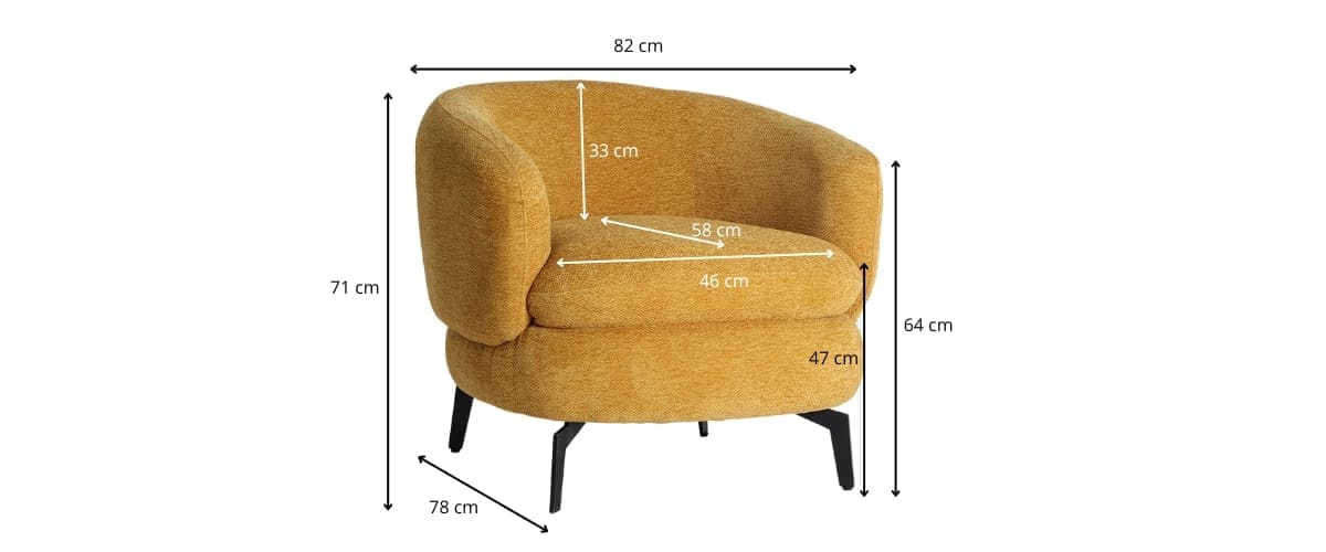 dimensions fauteuil jaune