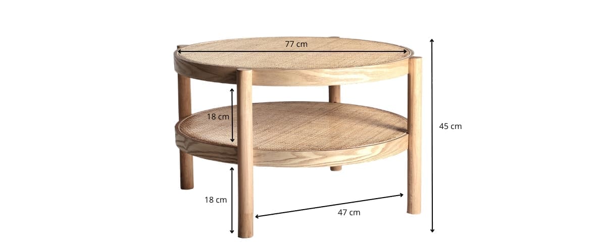 dimensions table basse en rotin