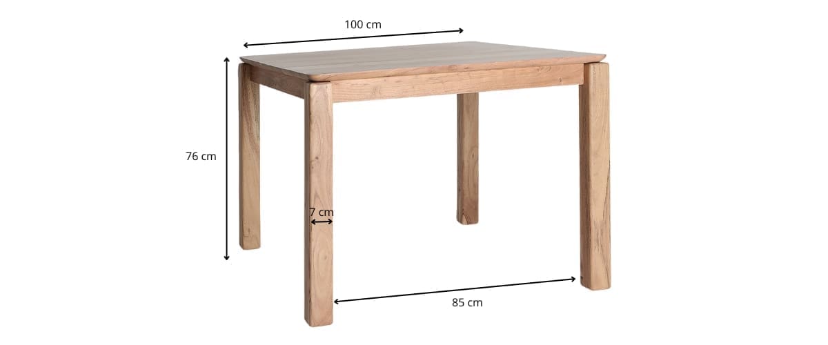 dimensions table carrée