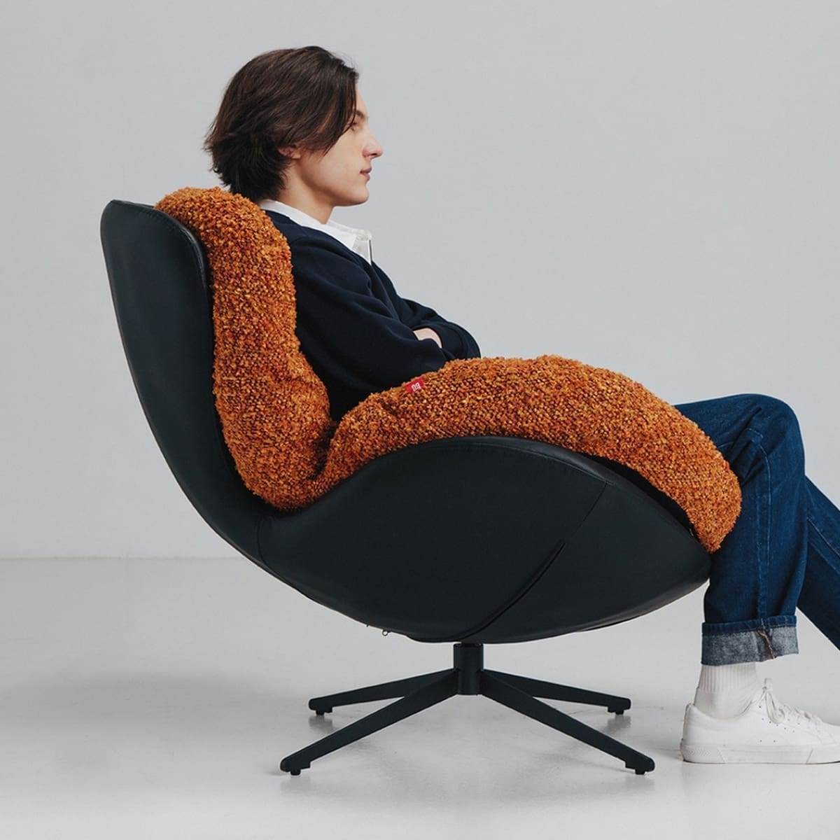 fauteuil tournant salon bi matières