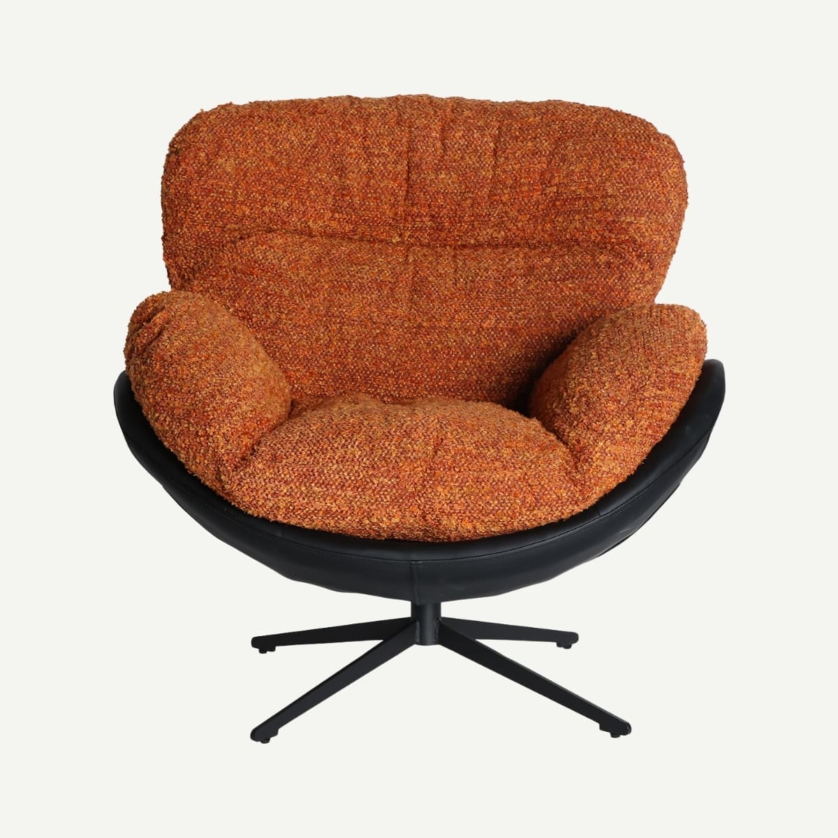fauteuil tissu bouclé orange et simili noir