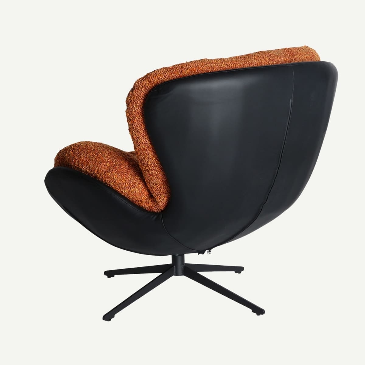 fauteuil avec dossier en simili et assise en tissu bouclé