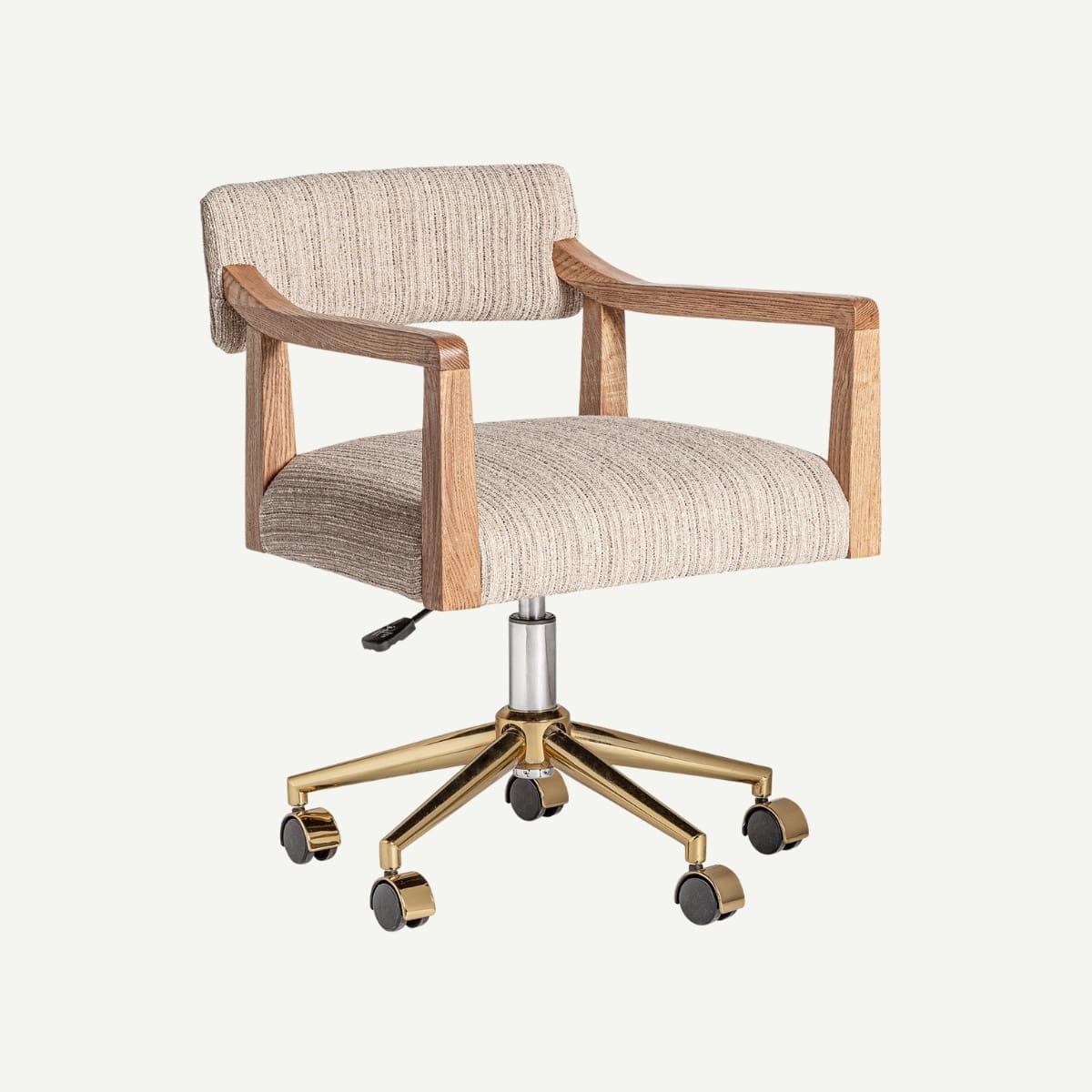 siège de bureau moderne en tissu marron et pieds doré