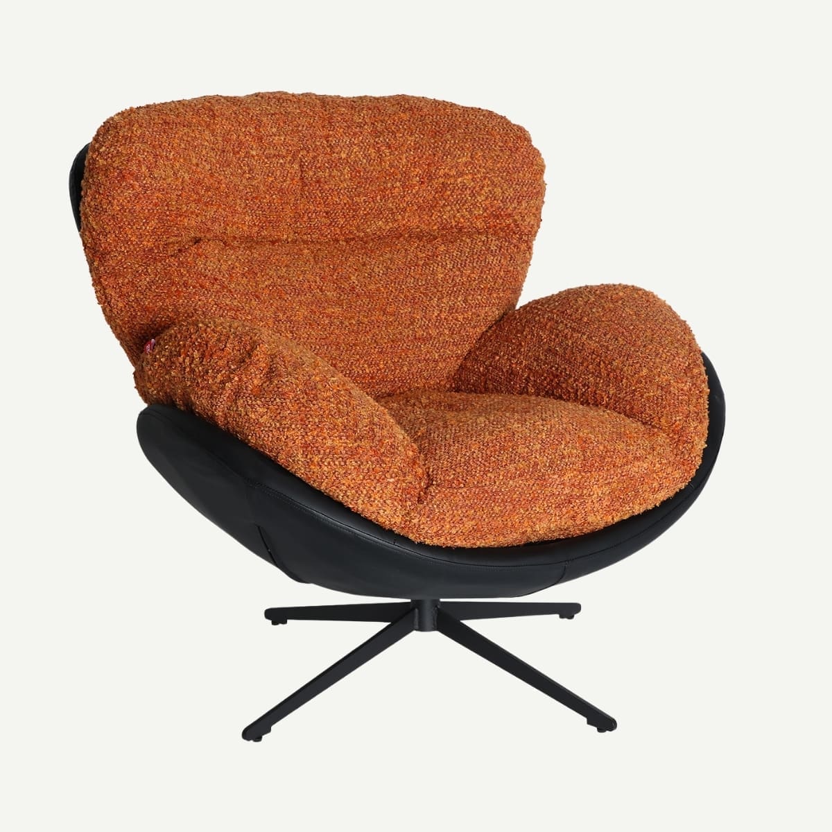 fauteuil bi matières orange et noir