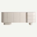grand buffet design haut de gamme blanc cassé brillant