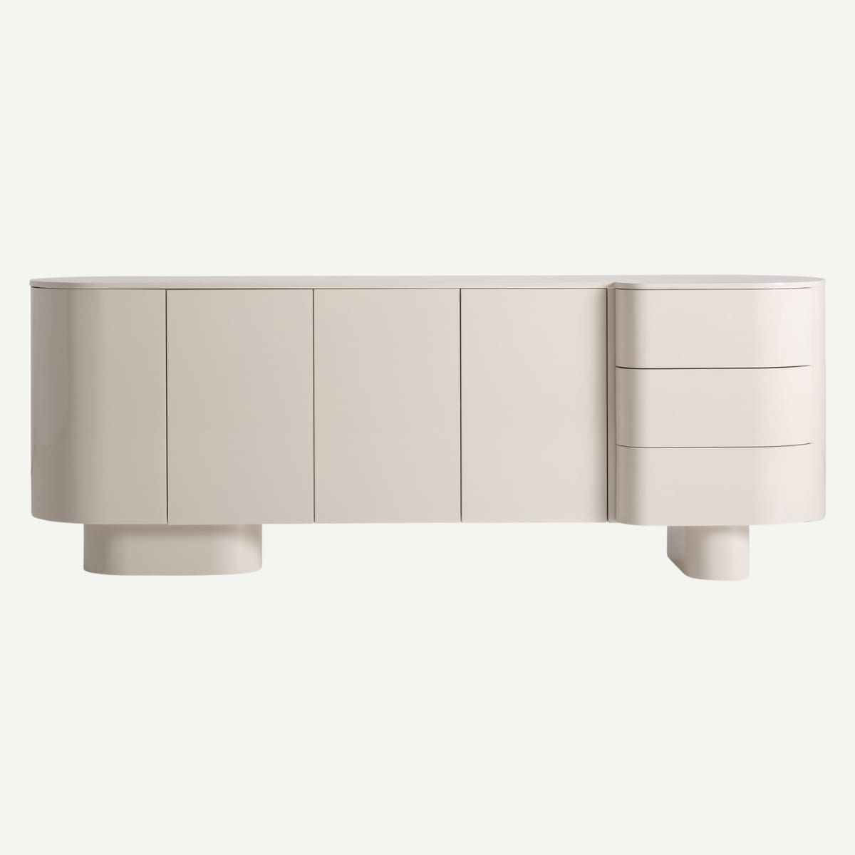 grand buffet design haut de gamme blanc cassé brillant
