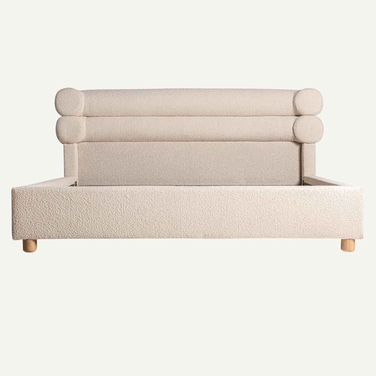 lit contemporain en tissu bouclé beige blanc cassé