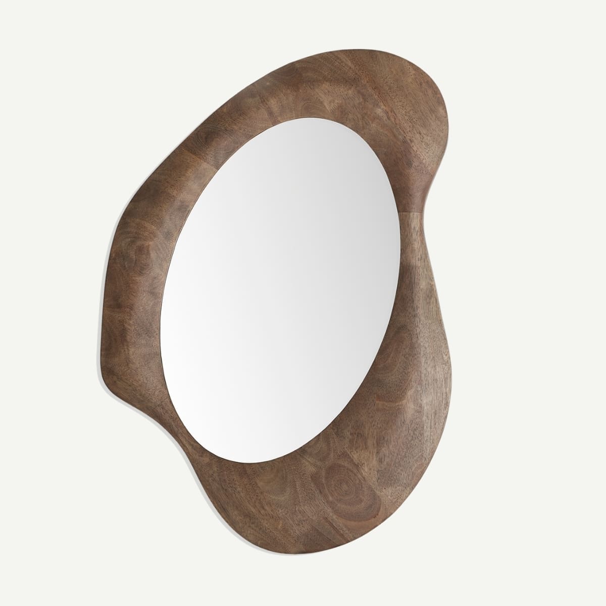 miroir organique en bois foncé