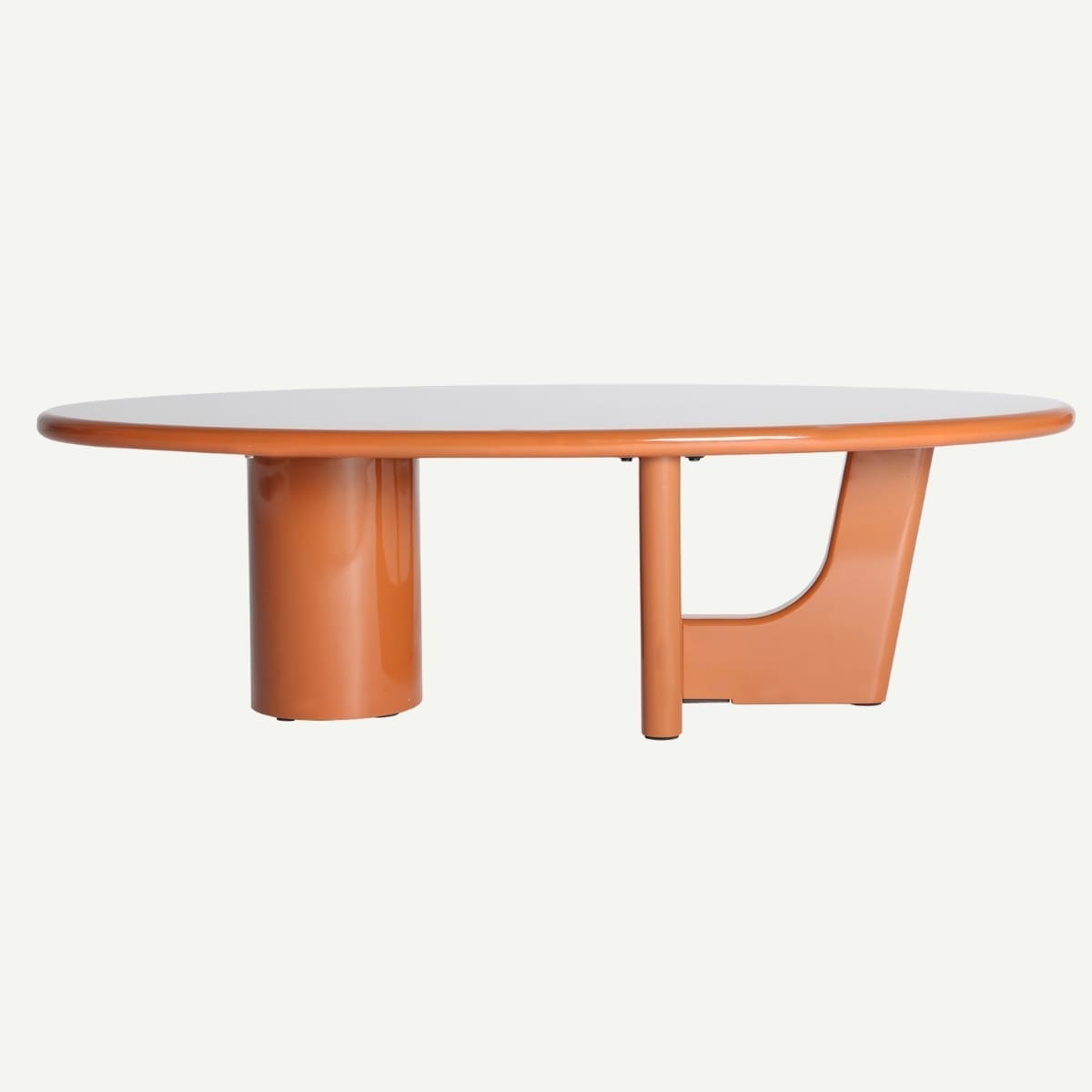 table de salon design artistique orange laqué