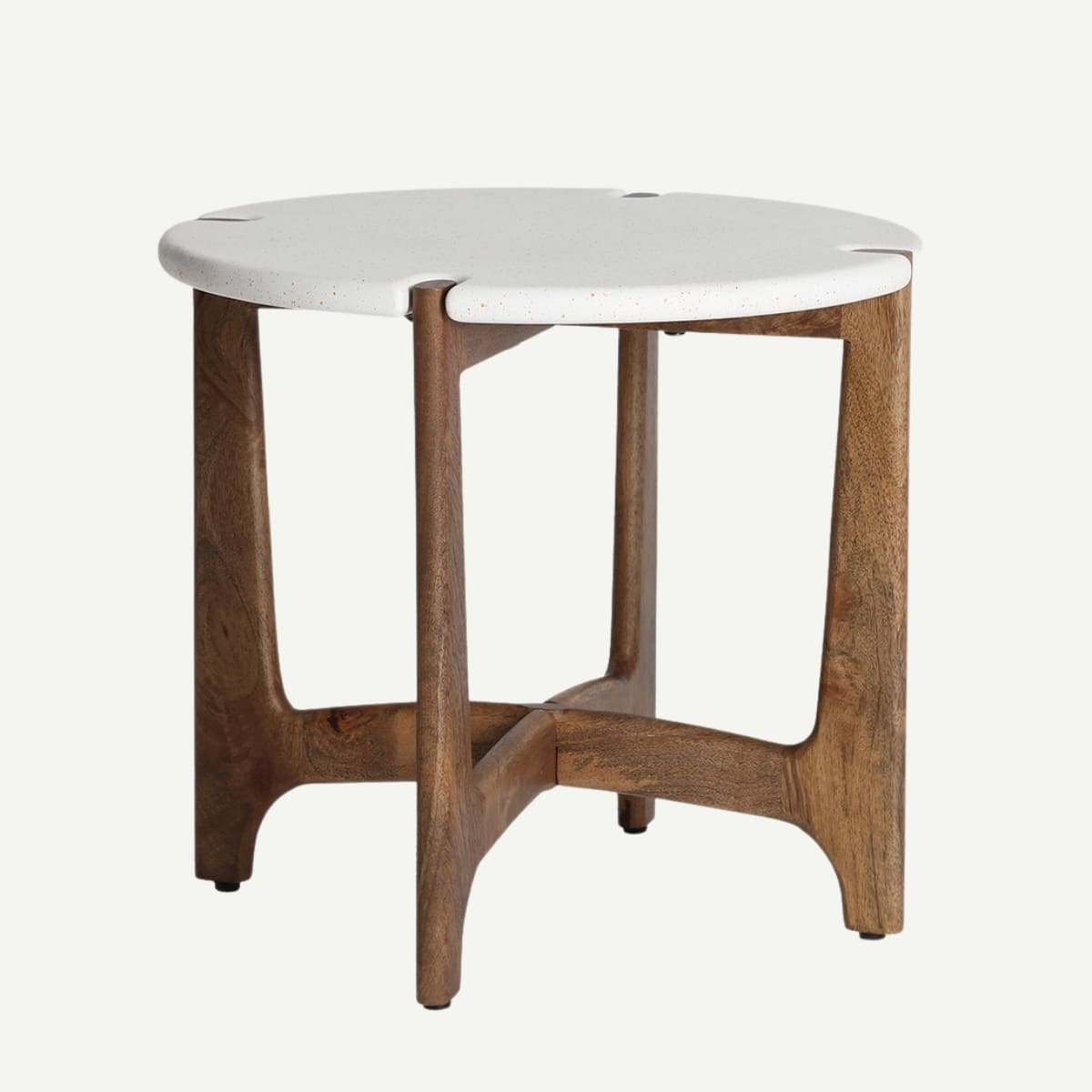 table d'appoint ronde blanc moucheté