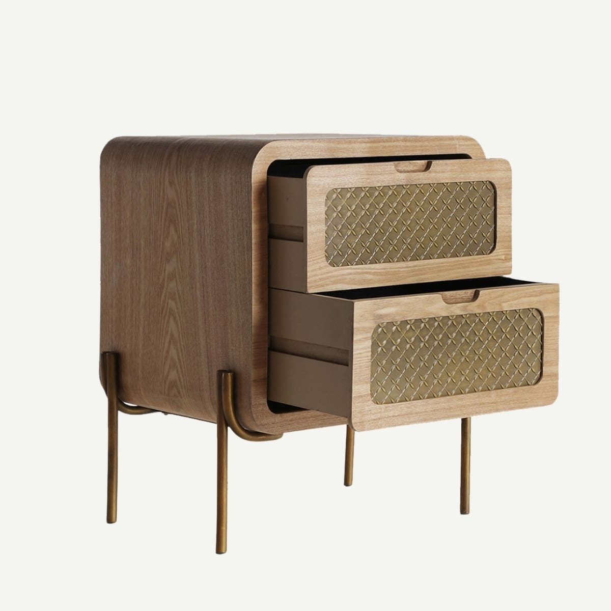 table de nuit rustique bois et doré