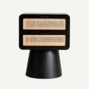 chevet 2 tiroirs noir et rotin