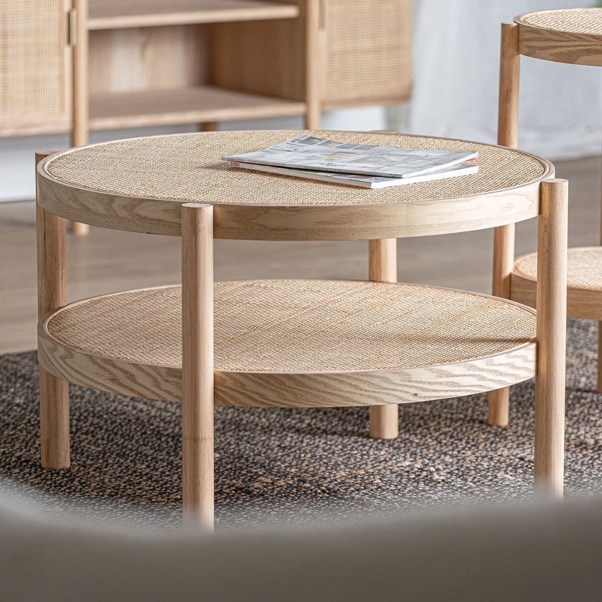 table basse rotin naturel