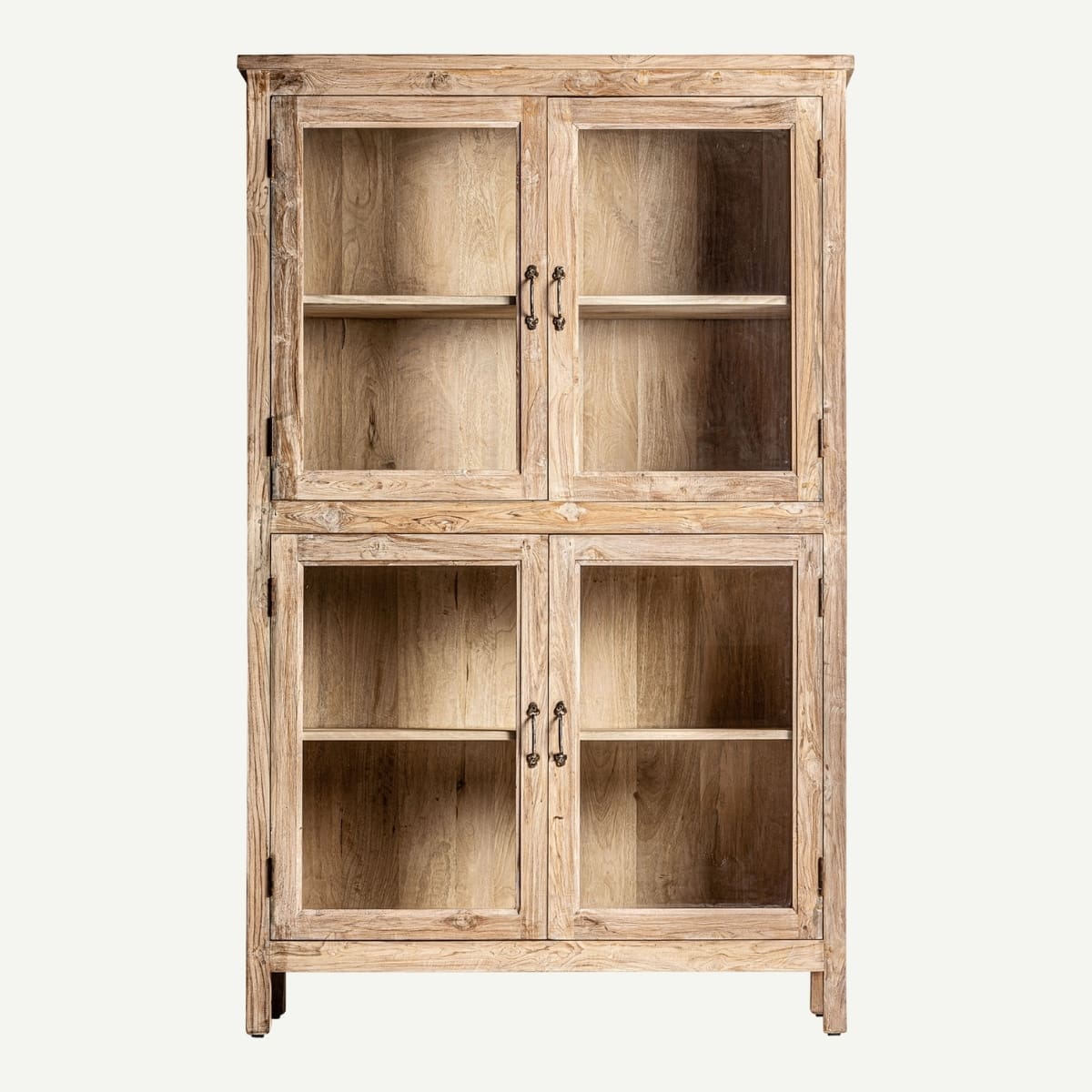 vitrine rustique colonial en bois de manguier