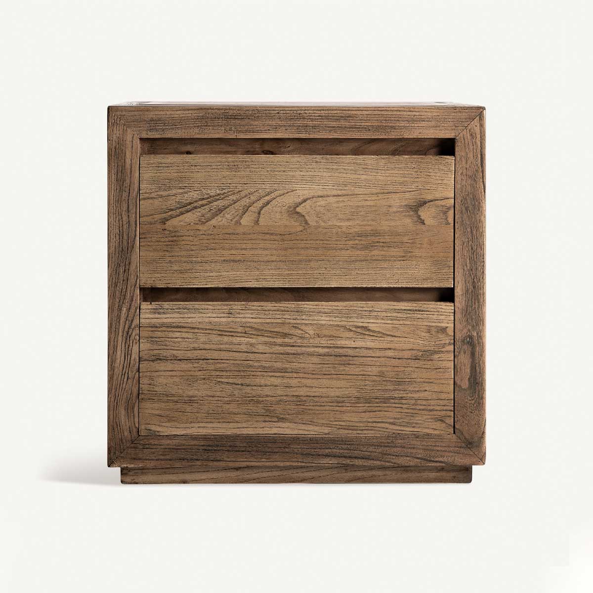 Chevet 2 tiroirs en bois d'orme massif