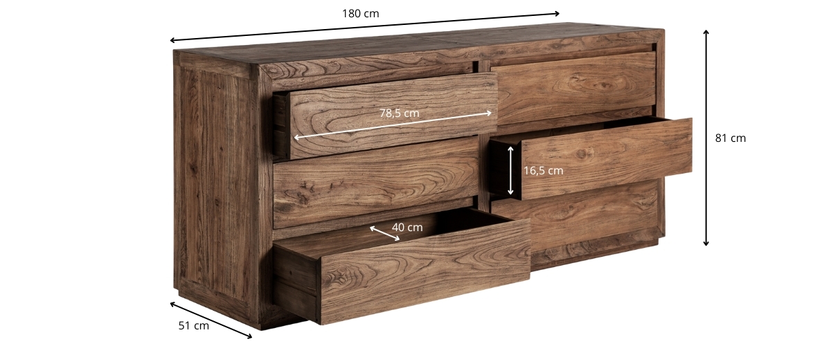 Dimensions de la commode en bois