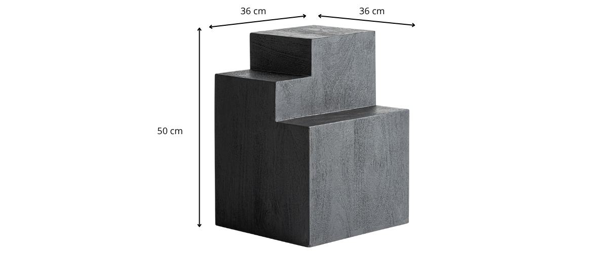 Dimensions de la table d'appoint en bois de manguier noir